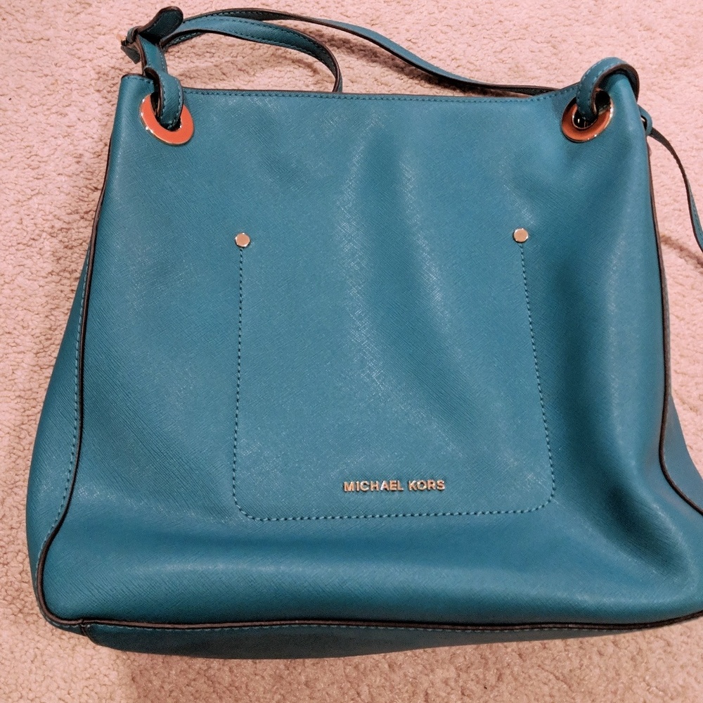 Teal michael kors shoulder bag
